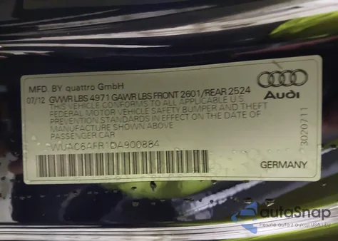 2013 Audi Rs 5 4.2 from USA, damaged, VIN WUAC6AFR1DA900884